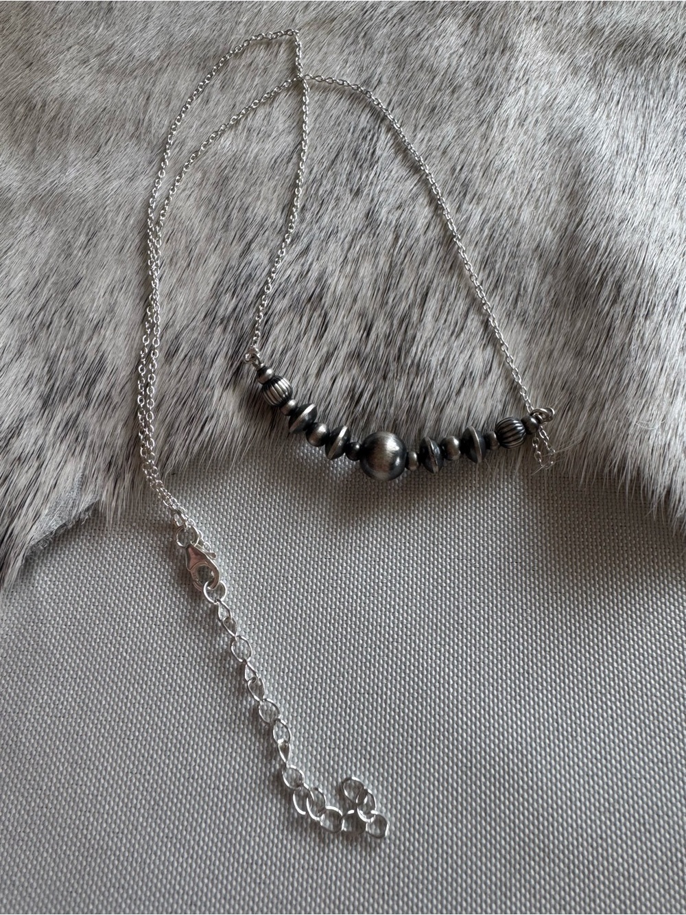 Sterling Silver Navajo Pearl Bar Necklace